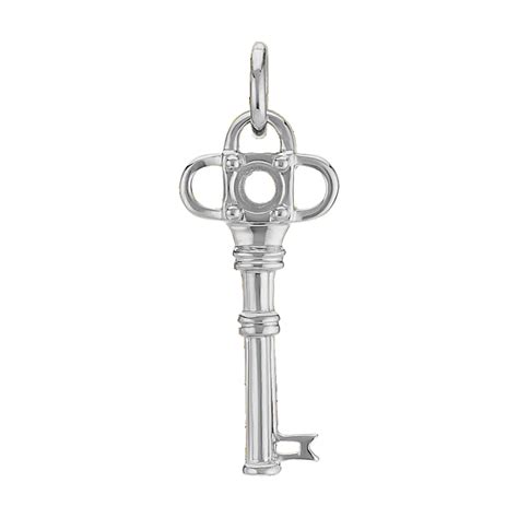 14k White Gold Key Charm | Shane Co.