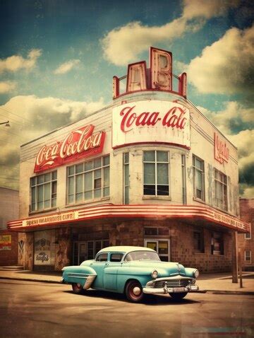 Vintage diner with retro car and nostalgic signage | Premium AI ...