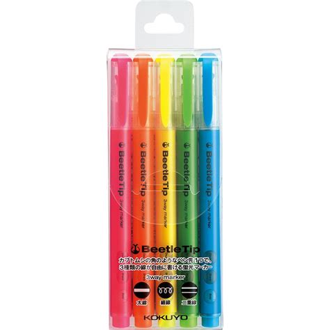Kokuyo Beetel Tip 3-Way Highlighter - Pack of 5, multi : Amazon.in ...