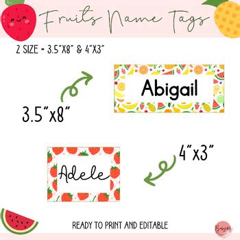 Fruit-Themed Summer Name Tags | Editable Desk, Cubby & Classroom Labels