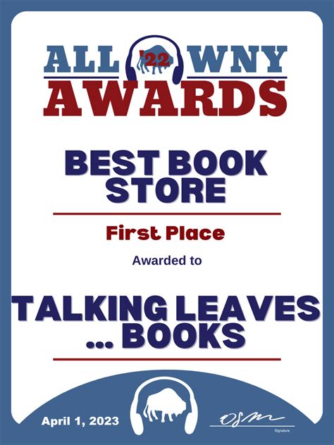 2022 All WNY Award: Best Book Store: Talking Leaves … Books - All WNY