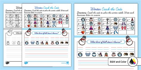 Winter Cursive Crack the Code Activity (teacher made)