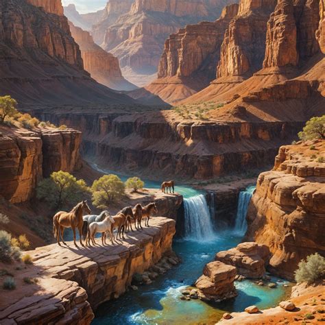 Wild horses in the Grand Canyon - Ethereal Horses Unite with...