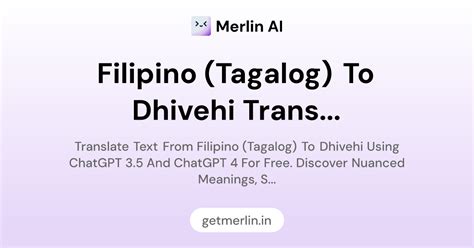 Filipino (Tagalog) to Dhivehi Translator