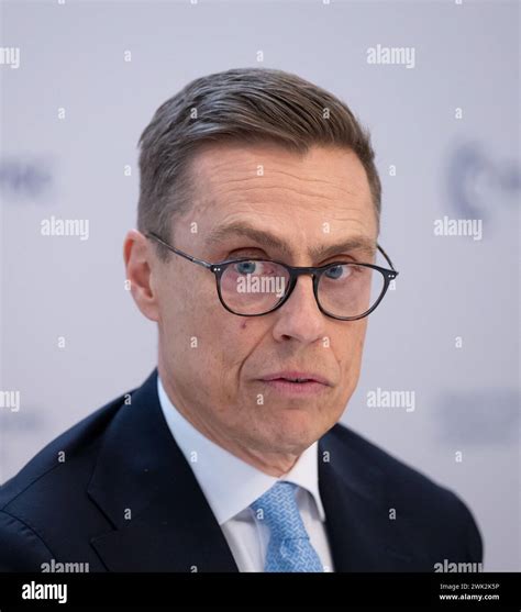 Munich, Germany. 18th Feb, 2024. Alexander Stubb, President of Finland, takes part in a press ... - president of finland