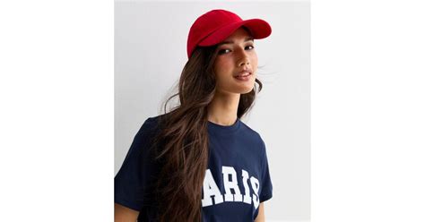 Red Plain Cotton Cap | New Look