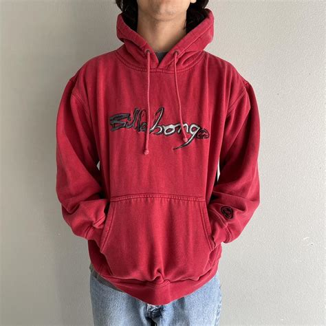 Billabong Men's Red Hoodie | Depop