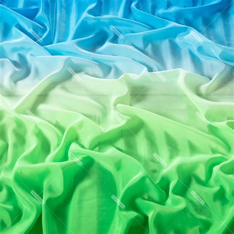 Beautiful Pool Blue to Apple Green Koshibo Ombre Fabric - OneYard
