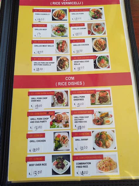 Menu at Number One Pho restaurant, Cleveland, Superior Ave E