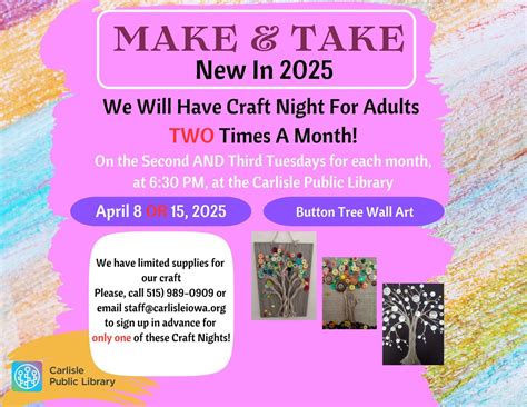 Night #2 April Make & Take Craft Night for Adults - Button Tree Wall ...