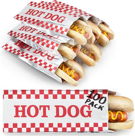 Amazon.com: Grease-proof, Warming Foil Hotdog Wrapper Bags 50pk ...