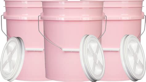 Amazon.com: House Naturals 5 Gallon Pink Food Grade Plastic Storage ...