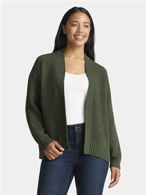 Time and Tru Women's Chenille Cardigan Sweater, Midweight, Sizes XS ...