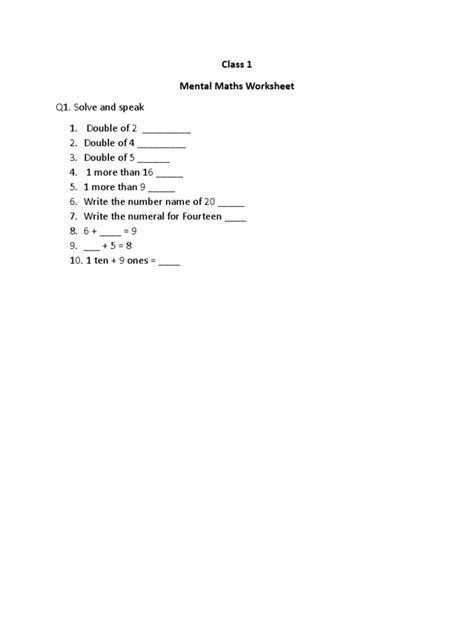 First Class Maths Worksheets 的图像结果