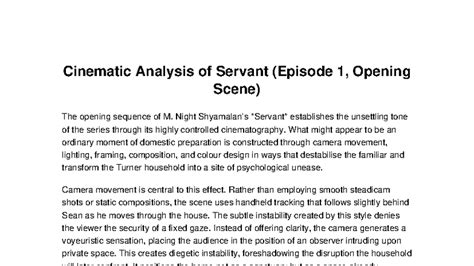 Cinematic Analysis of Servant (Episode 1): Opening Scene Insights - Studocu