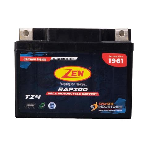 ZEN TZ4 (12 Volt 4Ah) SMF VRLA Maintenance Free Motorcycle Battery ...