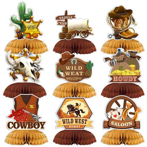 9 PCS Wild Western Party Decorations, KSKSPE Western Centerpieces for ...