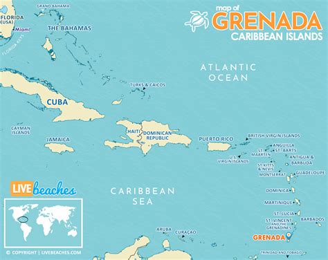 Map of Grenada - Live Beaches