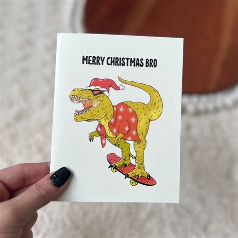 "Merry Christmas Bro" Dinosaur Santa Xmas Card – Big Moods