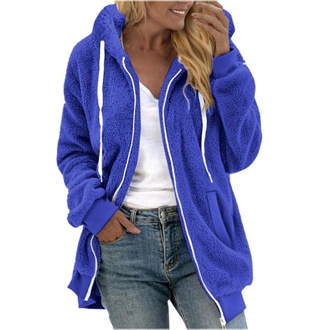 cocolona Plus Size Fleece Jacket for Women Long Sleeve Casual Zip Up ...