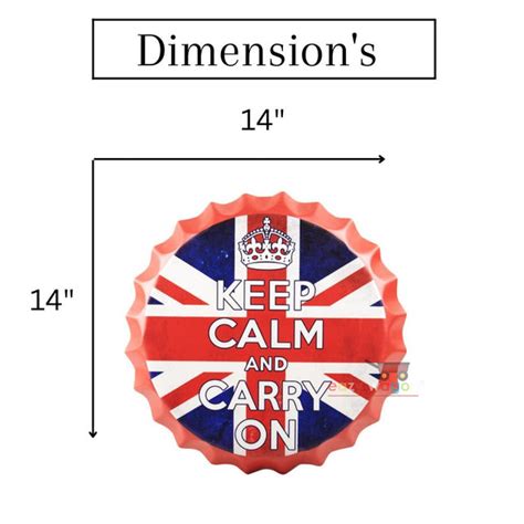 Bottle Caps vintage wall decor sign - Keep Calm and carry on (14"x14")