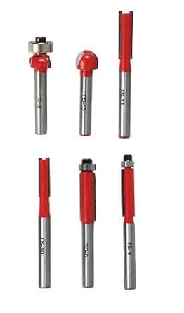 KRISHAK TOOLS 1/4"-6.35mm 6-pcs Electric Wood Router/Trimmer Bits for ...