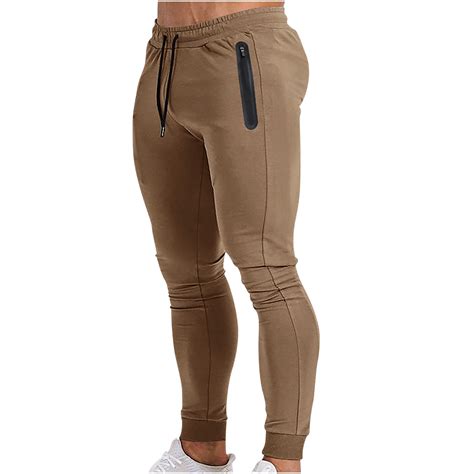 Skinny Tight Jogger Pants for Men Fashion Zipper Sweatpants Athletic ...
