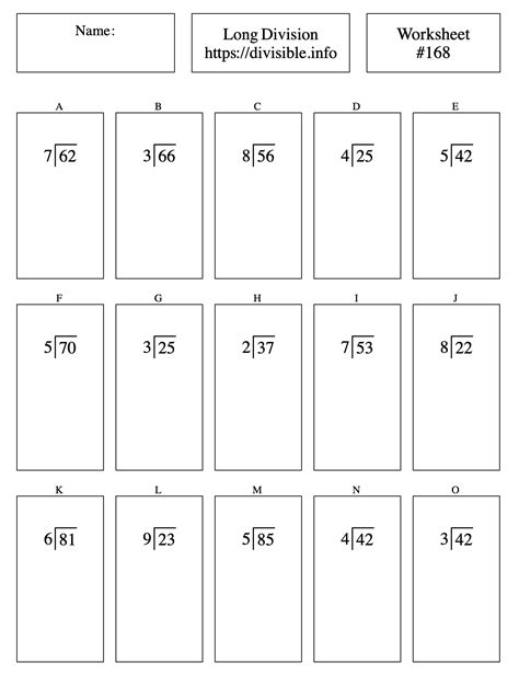 2-Digit divided by 1-Digit Long Division Worksheet #168