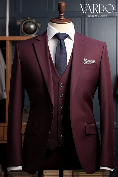 Premium Burgundy Three Piece Suit for Men | Elegant Formal Wear | Free ...