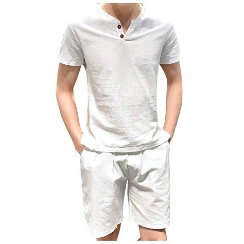 Men's Sports Outfits, Cotton Linen Sets Fashion Casual Comfortable ...