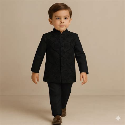 Pre Order: Black Embroidered Sherwani and Pyjama – Who Wore Whhat