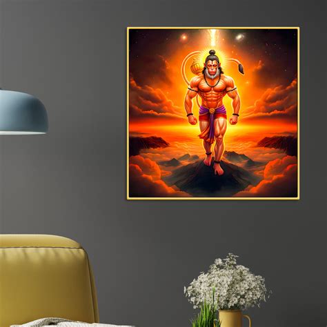 Hanuman Ji Divine Strength Painting for Living Room Wall