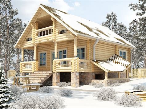 Красивые дома из бревна: 47 фото