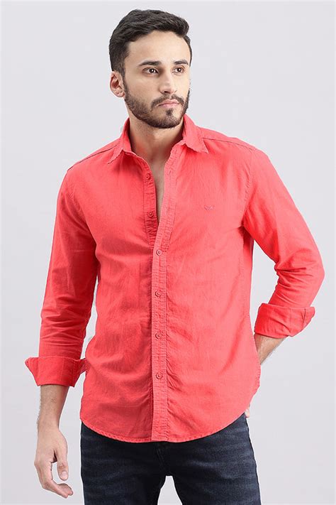 Paradis Pink Full Sleeve Linen Solid Shirt – ROOKIES