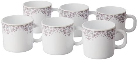 Larah by BOROSIL Lark Opalware Mug, Set of 6 Tea/Coffee Mugs, 180 ml ...
