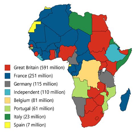 Colonial possesions of Africa in 1914 and their modern day populations ...