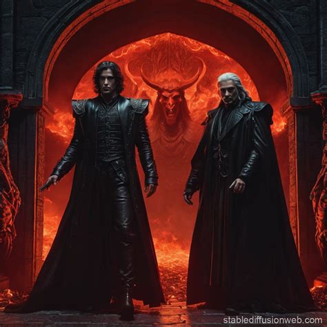 Dante and Virgil at the Gates of Hell | Stable Diffusion Online