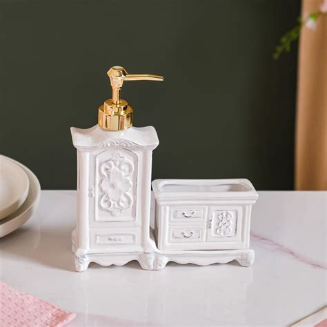 Vintage Cabinet Shaped Ceramic Soap Dispenser White Online - Premium ...