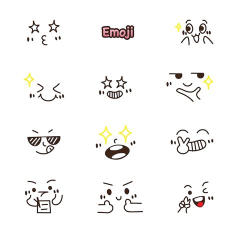 Dessin simple du paquet d'émoticônes | Vecteur Premium