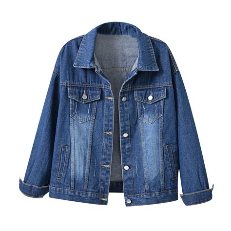 Mrat Women Oversized Denim Jacket, Blue Jean Jackets, Women’s ...