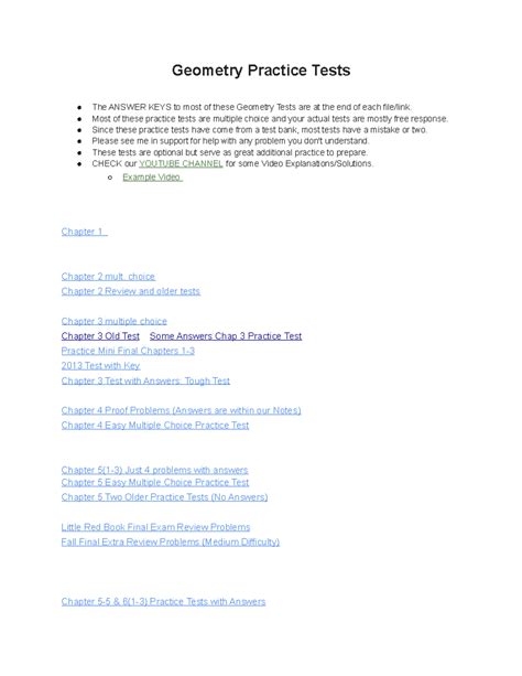 Geometry Practice Tests - Most of these practice tests are multiple ...