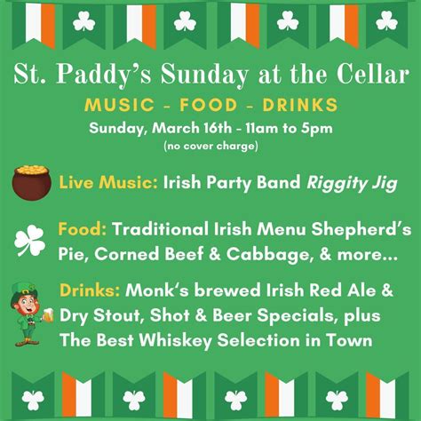 St. Paddy’s Sunday at the Cellar!, 240 Vernon St, Roseville, CA, 16 ...