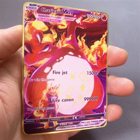 999999-Points-HP-Pokemon-Metal-Card-Charizard-Golden-Metal-Super-Cards ...