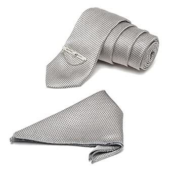 Buy MUTAQINOTI Mens Grey Woven Premium Silk Necktie Set Incl Pocket ...