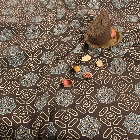 Indian Ethnic Women's Black Geometric Ajrakh Hand Block Print Cotton ...