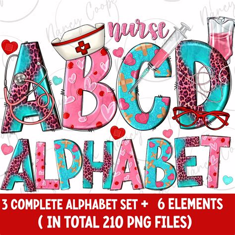 Nurse Alphabet Bundle Png Nurse Png Nurse Doodle Letters - Etsy