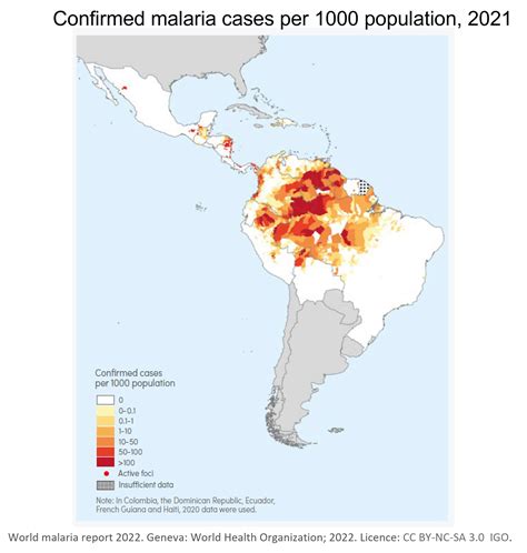 World Malaria Report: Americas Region Map (Full) - PAHO/WHO | Pan American Health Organization