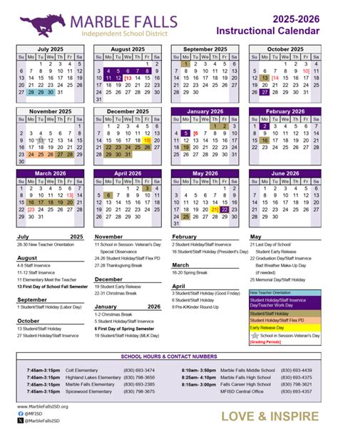Marble Falls ISD School Calendar 25-26 [PDF] REVISED - EduCounty