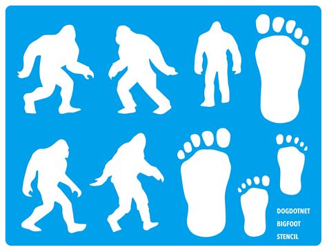 Bigfoot Yeti Sasquatch Big Foot Monster Ape Foot Paw Prints Stencil Template, Various Bigfoot ...