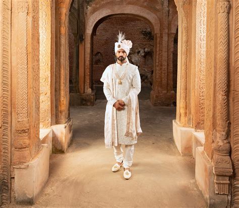 White Pearl & Hand Embroidery Georgette Groom Sherwani for Wedding ...